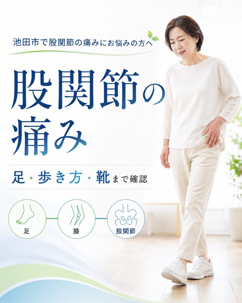 池田市で股関節の痛みを足や歩き方から確認するオアシス整骨鍼灸院の説明画像