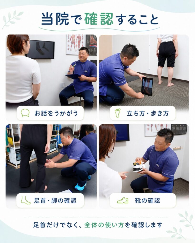 オアシス整骨鍼灸院で変形性足関節症の方に確認する内容を示した画像
